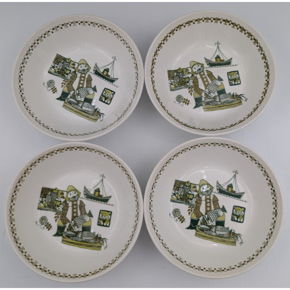 Figgjo Flint Turi Design Norway Market Coupe Soup Cereal Bowl Set of 4 Bowls